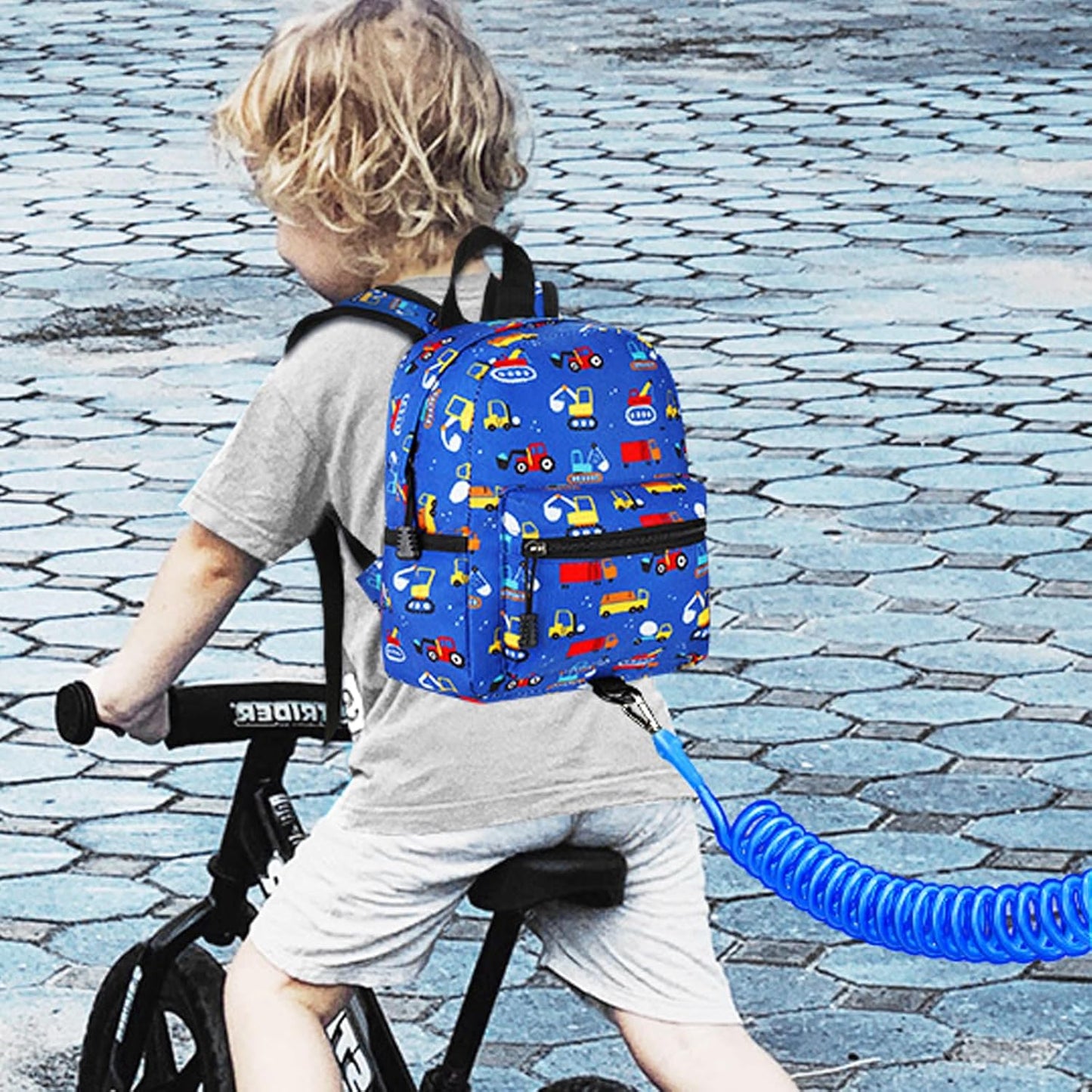 Accmor Toddler Backpack Leash, Mini Child Backpack with Anti Lost Wrist Link, Cute Kids Backpack Leash Walking Harness for Outdoor Travel, Small Excavator Backpack Tether for Baby Boys Girls Ages 1-3
