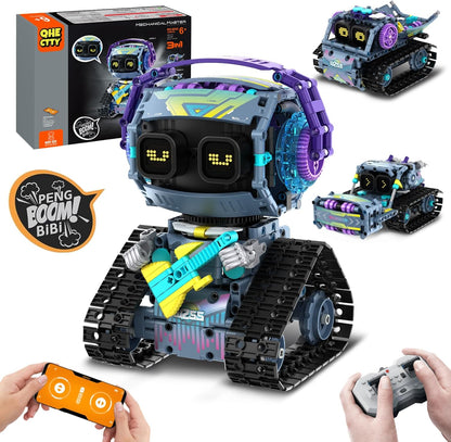 5in1 STEM Building Toys for Kids 6-14, Remote & APP Controlled Mech Robots/Heavy Tanks/Tracked Racer STEM Building Kit for Kid Science Learning, 552 Pcs DIY Erector Sets Gifts for Boys & Girls