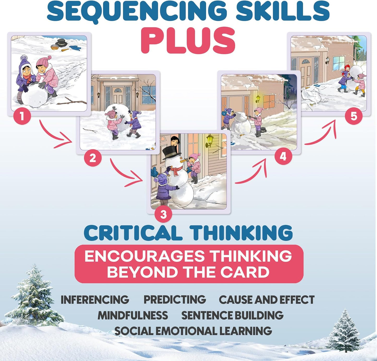 SkillEase Story Cues and Story Cues 2 Bundle, Higher Level Sequencing Cards, Speech Therapy Materials, Social Skills Game, Sentence Building and Picture Cards