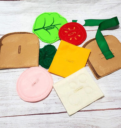 Felt Sandwich Button Snake Deluxe Set Busy Bag or Quiet Book Project- Educational Game Learning Toy
