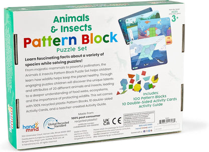 hand2mind Recycling and Conservation Pattern Block Puzzle Set, Tangram Puzzle, Geometric Shapes for Kids, Pattern Blocks Cards, Pattern Play, Toddler Battern Blocks, Kindergarten Learning Activities