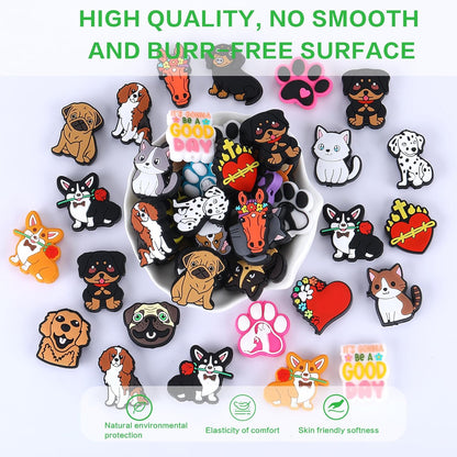 10Pcs Animal Silicone Beads for Keychain Making Cute Puppy Focal Beads for Pens Dalmatian Dog Animal Focals for Bracelets Necklace Earrings Jewelry Making