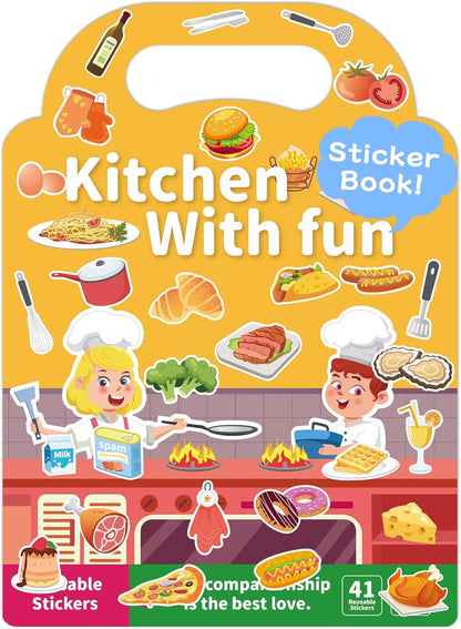 Benresive Reusable Sticker Books for Toddlers, Fun Travel Stickers for Kids, Toddler Sticker Book, Crafts Activities for Toddlers, 3 and Up Birthady Gifts - Vehicle