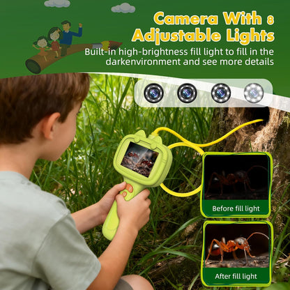Daxiongmao Borescope Camera with Light for Kids | STEM Science Educational Toy for 3 4 5 6 7 8 Years Old Boys & Girls | Birthday Gift for Outdoor Adventures & Nature Discovery（Blue）