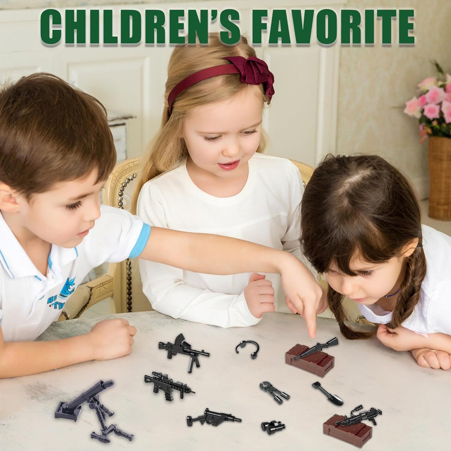 Weapons Pack Military Toy Set Building Blocks Model for Soldier Figures, Army Equipment Gear Kit Pieces and Parts Accessories Compatible with Major Brand