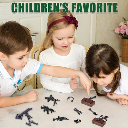Weapons Pack Military Toy Set Building Blocks Model for Soldier Figures, Army Equipment Gear Kit Pieces and Parts Accessories Compatible with Major Brand