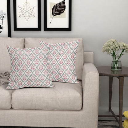 Blue Green Floral Block Print Pillow Covers 12X20 Set of 2, Flower Pattern Spring Summer Print Decorative Throw Pillow Covers Outdoor Farmhouse Seasonal Cushion Case Couch Sofa Bed Decor