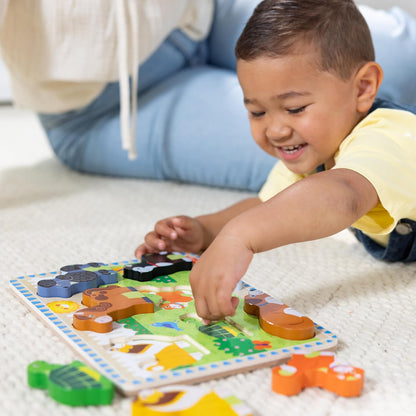 Melissa & Doug Safari Wooden Chunky Puzzle (8 pcs), Educational Screen Free Activity for Toddler, Preschoolers and Kids Ages 2+ - FSC Certified
