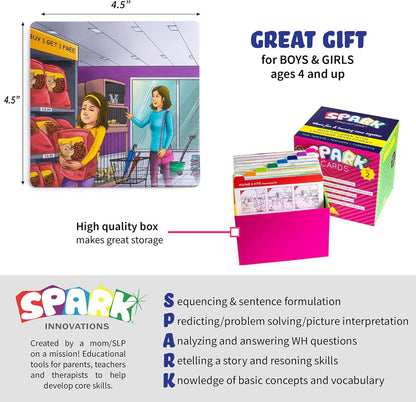 Spark Cards Sequence Cards for Storytelling and Picture Interpretation Speech Therapy Game, Special Education Materials, Sentence Building, Problem Solving, Improve Language Skills