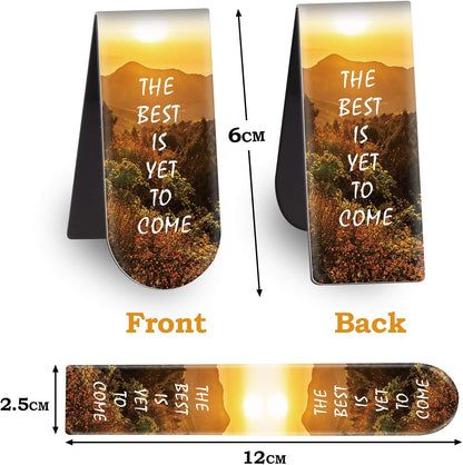 Magnetic Bookmarks, 46PCS Inspirational Slogan Nature Scenery Pattern Bookmarks, Encourage Yourself Book Mark for Book Lovers, Women, Man, Kids, Students, Teachers, School, Home(2.4 x 1 inch)