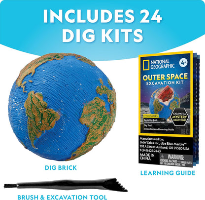National Geographic Ultimate Space Gemstone Dig Kit – 8 Planet-Shaped Bricks with 16 Real Rock & Gemstone Specimens, Gems for Kids, Excavation Digging Activity, Gem Mining Kit