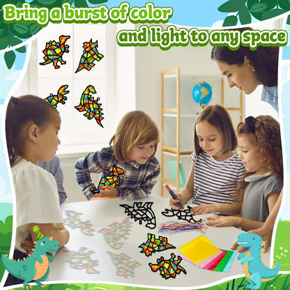 Lonfliness 32 Sets Solar System Suncatchers Crafts Kit DIY Outer Space Window Stained Glass Effect Paper Planet Home School Classroom Decoration Art Craft Creative Activity Project Gift Favor