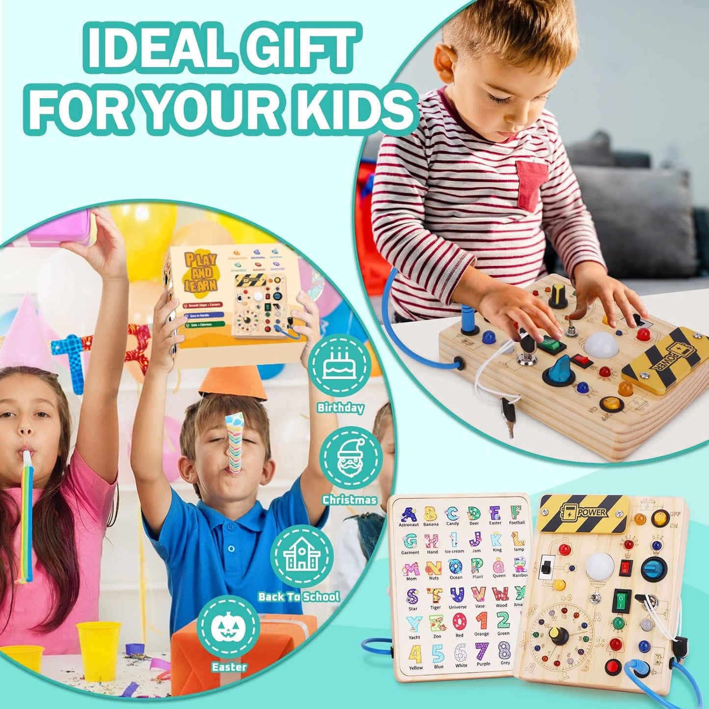 Hoarosall Montessori Busy Board - Sensory Toys for 1-3 Year Old Boys & Girls,Travel Educational Learning Activities for Toddlers,Sensory Toy for Kids with Autism