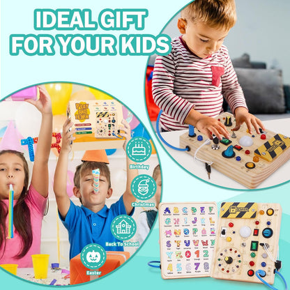 Hoarosall Montessori Busy Board - Sensory Toys for 1-3 Year Old Boys & Girls,Travel Educational Learning Activities for Toddlers,Sensory Toy for Kids with Autism