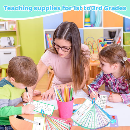 15Pcs Multiplication Flash Cards 0-12, Time Table Flash Cards Chart with 2 Dry Erase Pens 1 Rings, Educational Math Multiplication Chart for 1st to 3rd Grades Fun Learning with Math Game