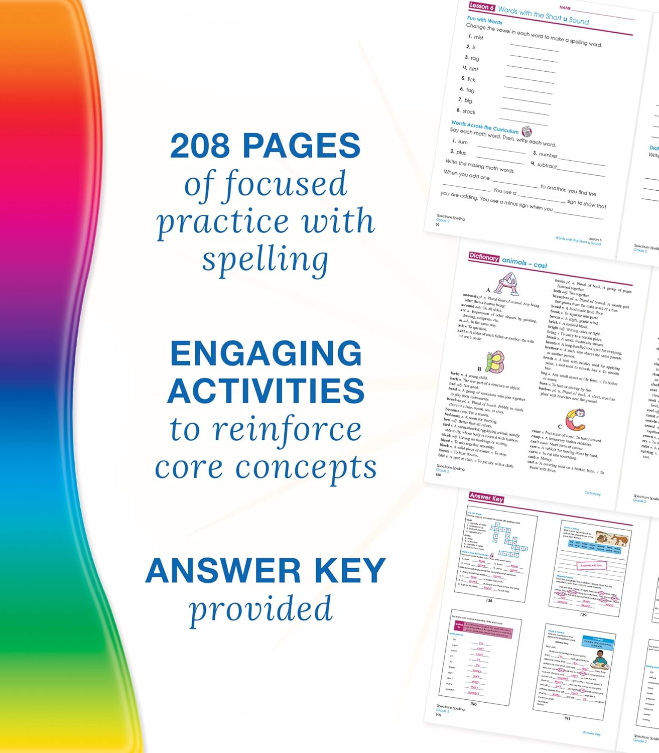Spectrum Spelling Workbook Grade 2, Ages 7 to 8, 2nd Grade Spelling Workbook, Phonics, Handwriting Practice with Sight Words, Vowels, and Compound Words With English Dictionary - 208 Pages