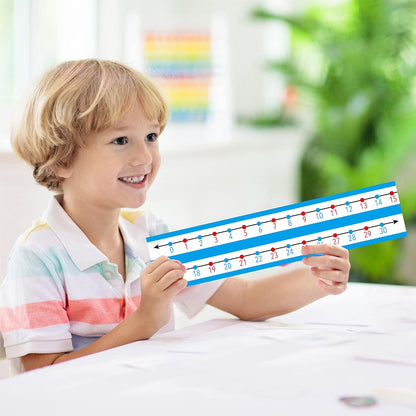 36 PCS Student Number Line, 0 to 30 Number Line Strips Dry Erase Surface Number Cognition, Counting, Sequencing, Color-Coded Even and Odd Numbers, Write on & Wipe Off for Classroom Use