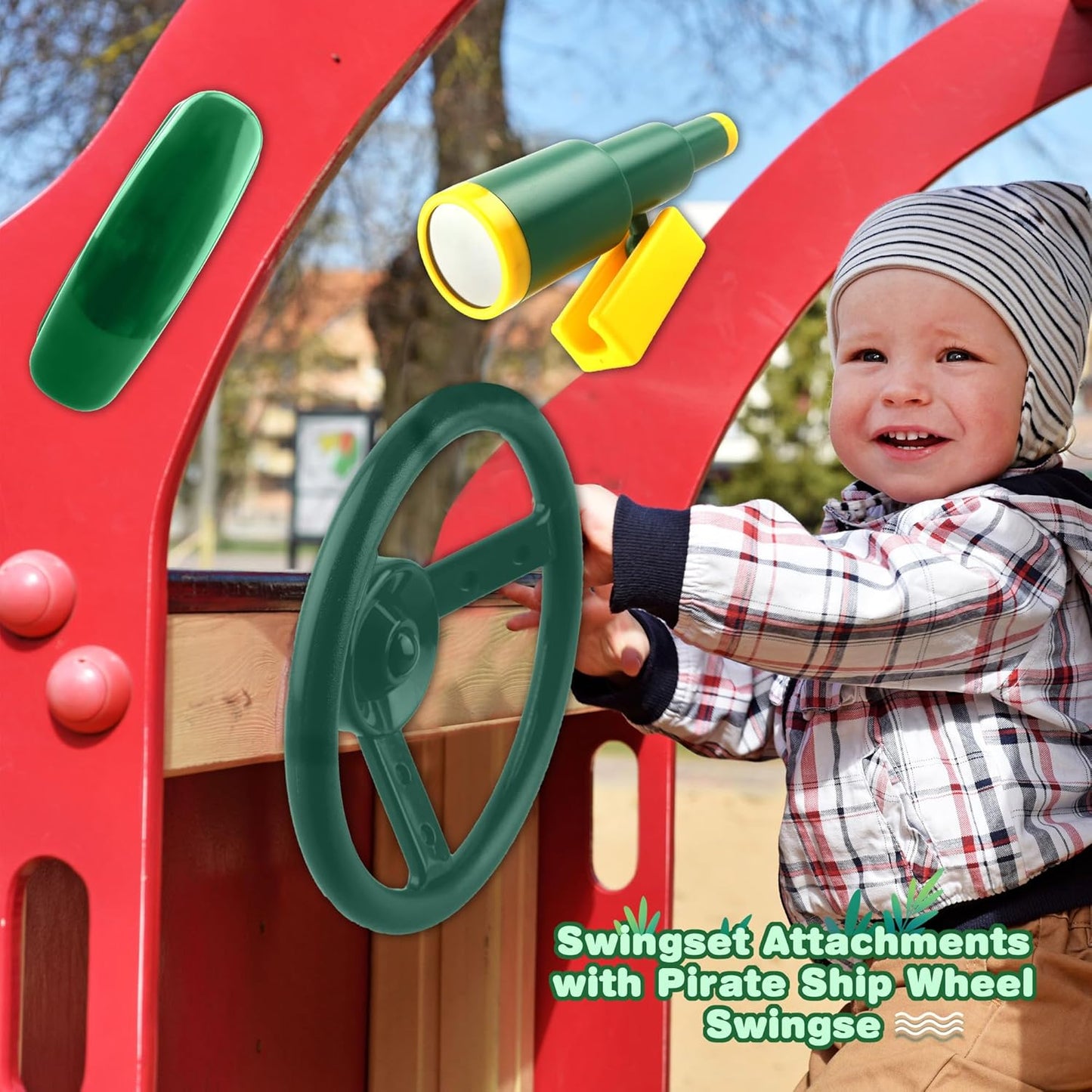 Playground Accessories Swingset Steering Wheel Plastic Telescope Telephone Swingset Phone Toy for Kids Outdoor Playground Backyard Treehouse