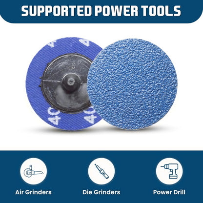 Benchmark Abrasives 2 Inch Sanding Discs Quick Change Zirconia - Male R Type Backing Drill & Die Grinder Sanding Disc for Deburring Polishing Rust Remover for Metal Paint Stripper (25 Pack), 36 Grit