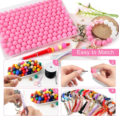 65Pcs 19mm Silicone Beads for Keychain Making Bracelet Necklace, Bulk Round Silicone Beads for Pens（Christmas Green） - Colors A