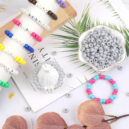 Auvoua 1000Pcs Pony Beads Bracelet 9mm Yellow Plastic Barrel Pony Beads for Necklace,Hair Beads for Braids,Key Chain,Jewelry Making (Yellow)