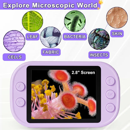 Kids Microscope - Mini Handheld Microscope for Kids, Portable Pocket Digital Toys for Girls Boys Birthday (Purple)