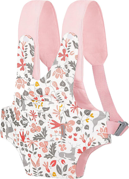 GAGAKU Doll Carrier for Stuffed Animals, Reborn Baby Doll Accessories Toy Carriers for Kids 3+ Toddlers - Pink Wax Flowers