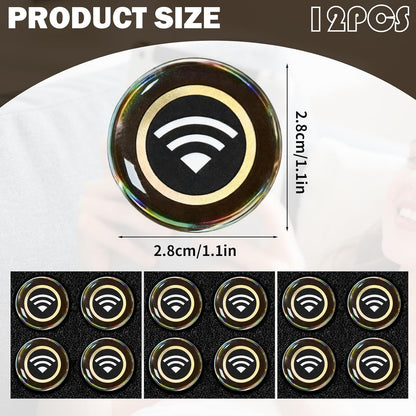 12 Pcs Emf Blocker for Cell Phone,Radiation Blocker for Cell Phone,Emf Stickers,A Practical Gift for Tech Lovers for Smart Phones/Laptops Electronic Devices Blockers(WiFi Signal Pattern)