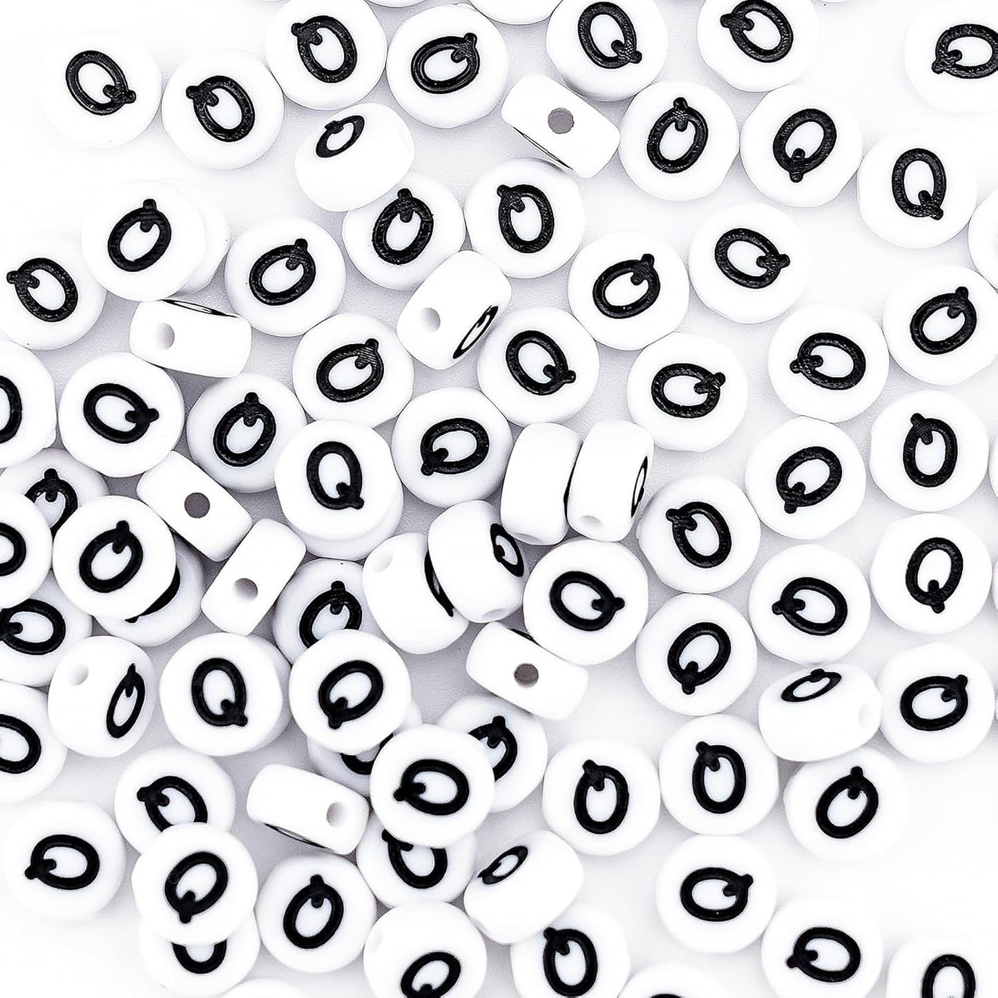 300Pcs Vowel Letter Pony Beads for Charms Bracelets Making 4X7mm Individual Round White Alphabet Beads U