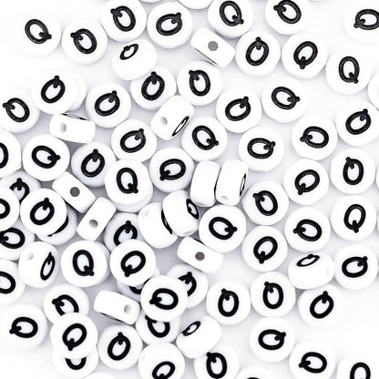 300Pcs Vowel Letter Pony Beads for Charms Bracelets Making 4X7mm Individual Round White Alphabet Beads U