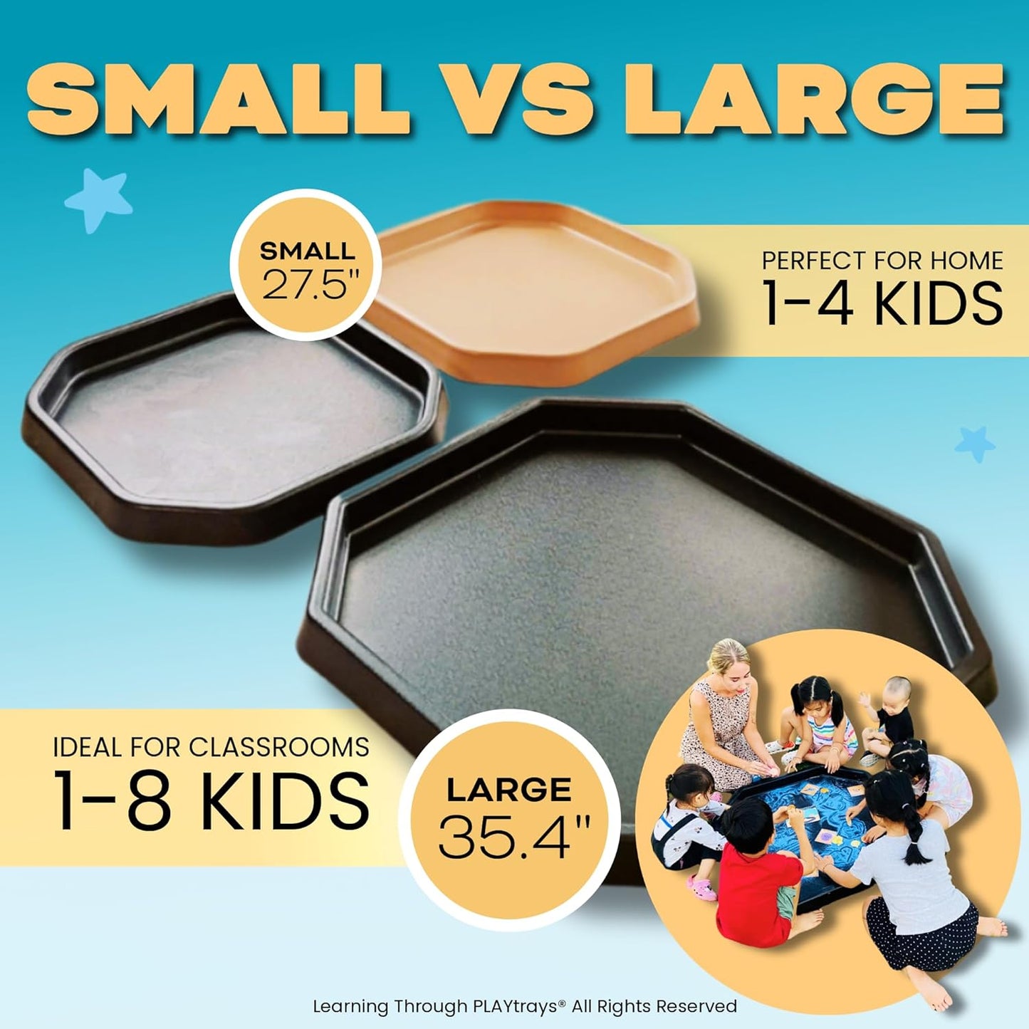 Tuff Tray 27.5” Small [Brown] Sensory Play for Kids, Toddler Sensory Bin for Sand and Water Play, Indoor Activity Sensory Tray, Outdoor Sandbox