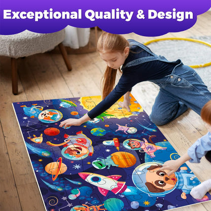QUOKKA Giant Floor Puzzle for Kids Ages 4-6 – 2x3 Feet Extra-Thick 48 Pieces Toddler Puzzle Ages 3-5 – USA Map Educational Activity for Boys Girls – Premium Box with Sturdy Handle & Magnetic Closure