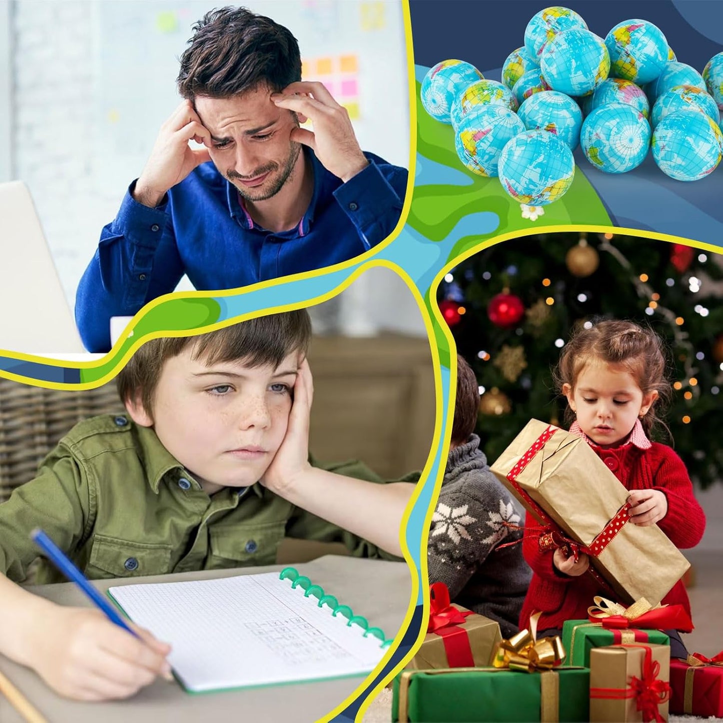 Hooqict Globe Stress Balls 25 Pack Mini Earth Ball Globe Party Favors Small Foam Squeeze Stress Ball for Kids Adults Stress Relief Toy Party Bag Gift Fillers Birthday Favors Classroom Prize