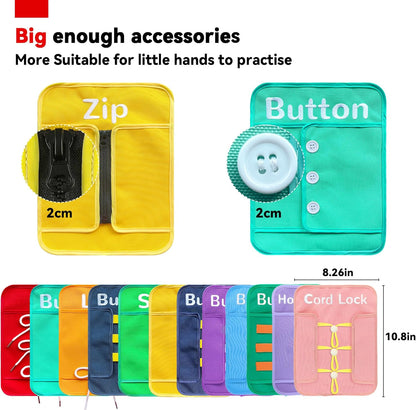 Toddlers Busy Board Montessori Toys for 3 Years Old Girls Boys Birthday Gifts, 12-in-1 Sensory Developmental Toys Educational Activities for Preschool Learning Fine Motor Skills