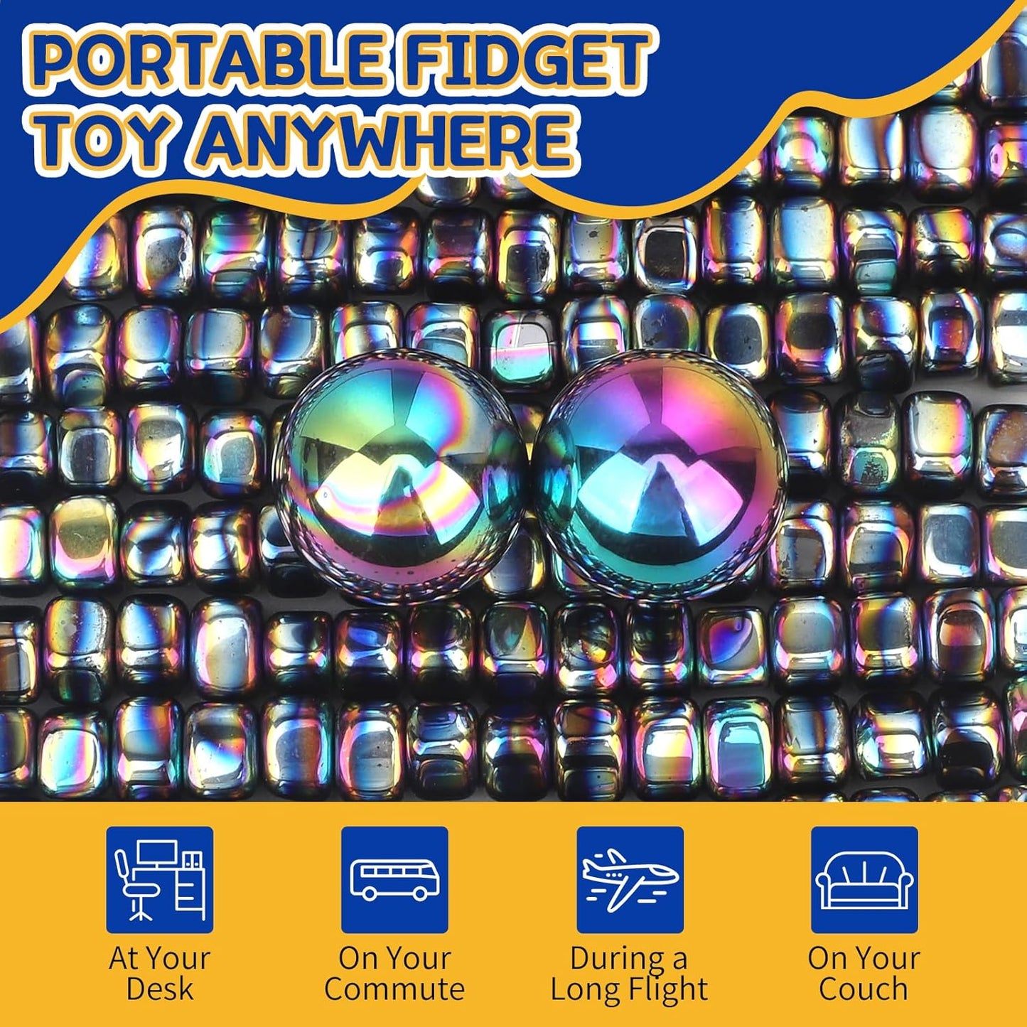 Fidget Mangetic Store with Fiber Case, Magnetic Stones with 1.26 inch Magnet Balls for Adults, Cool Magnet Rock Stone for Kitchen Refrigerator Magnet Office Desk Decor, Brain Storming EDC Science Kit