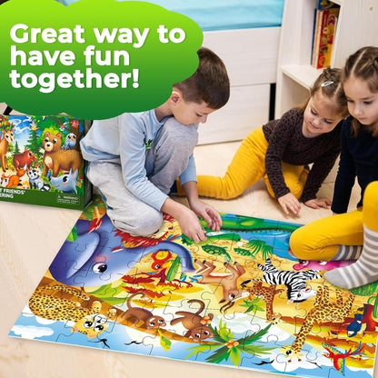 QUOKKA Giant Floor Puzzle for Kids Ages 4-6 – 2x3 Feet Extra-Thick 48 Pieces Toddler Puzzle Ages 3-5 – Bugs Educational Activity for Boys Girls – Premium Box with Sturdy Handle & Magnetic Closure
