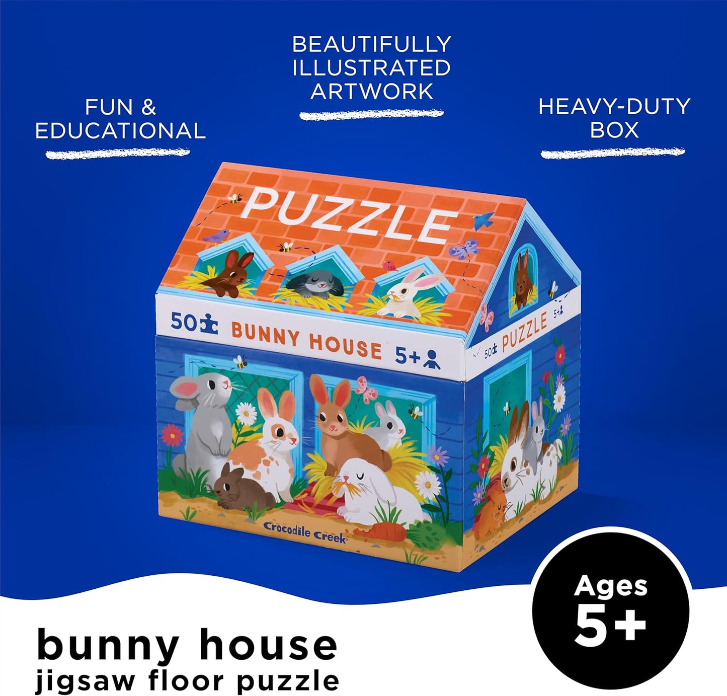 Crocodile Creek 50-Piece Jigsaw Puzzle - Fun Table or Floor Puzzles for Kids Ages 4-6 and Up - Includes Heavy-Duty Shaped Box for Storage - Shark Reef - 12" x 8" Finished