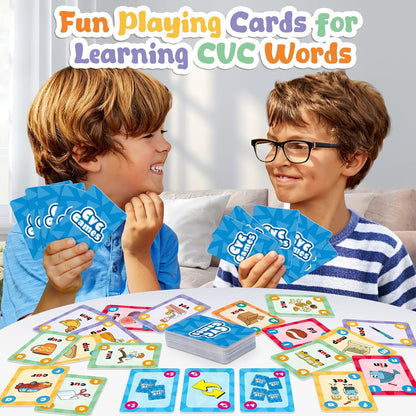 Torlam Phonics Games for Kids, CVC Word Games Learn to Read Spelling Reading Sight Word Flash Cards, Speech Therapy Toys Kindergarten Classroom Must Have Learning Activities Homeschool Supplies