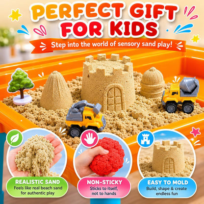 Carolart Ocean Sensory Table with Sands, Bin with Lid, Indoor Outdoor Use, Sand Art Kit for Boys and Girls, Toys for Toddlers Age 3-5, 17x11.5x10.2 Inches