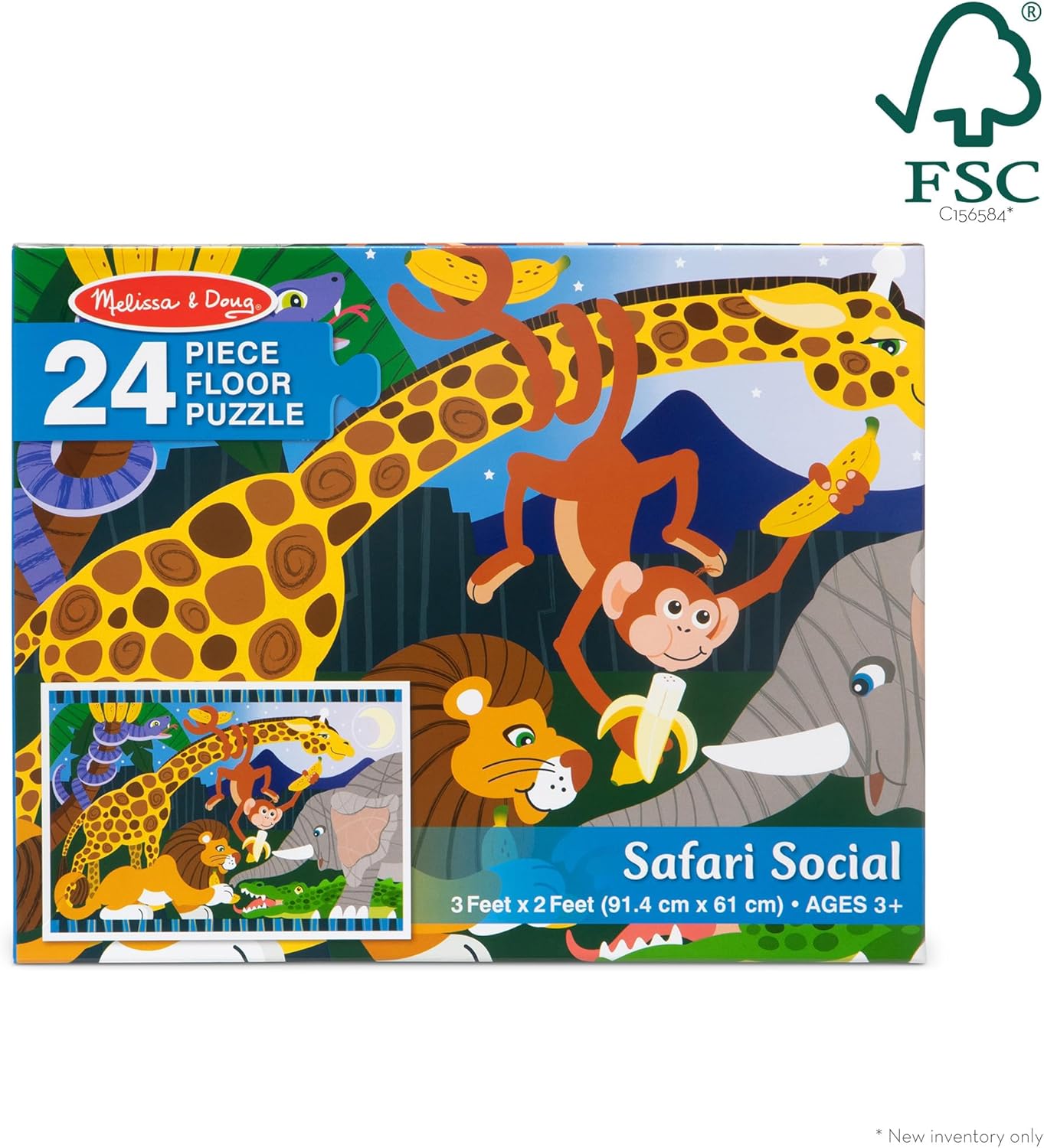 Melissa & Doug Dinosaur Dawn Jumbo Floor Puzzle (24 Pieces, 2 x 3 Feet), Jigsaw Puzzle for Preschoolers and Kids Ages 3+ - FSC Certified