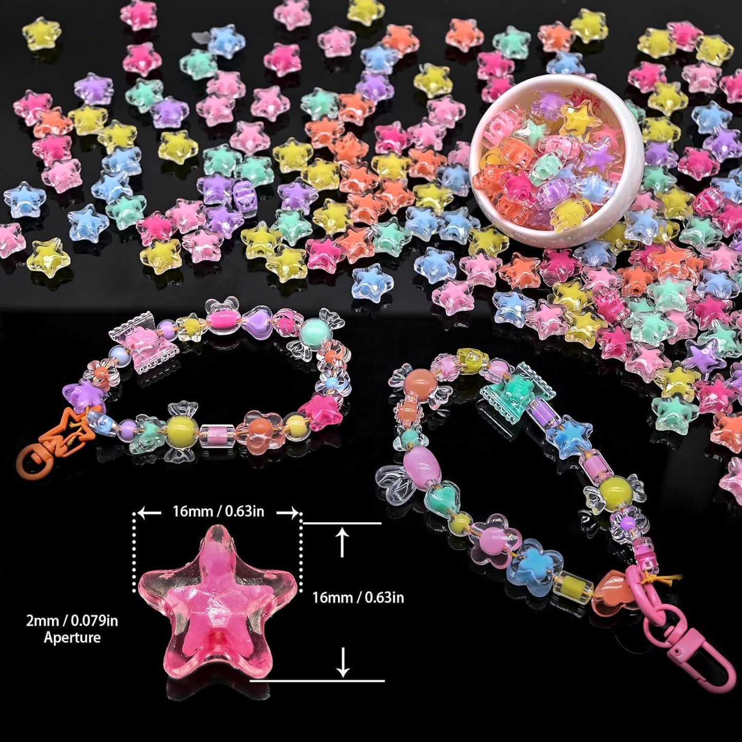 200g+ Candy Bulk Assorted Cute Kandi Beads for Jewelry Making, Bracelet Making Kit, Craft Supplies Charm Beads(Mixed II)