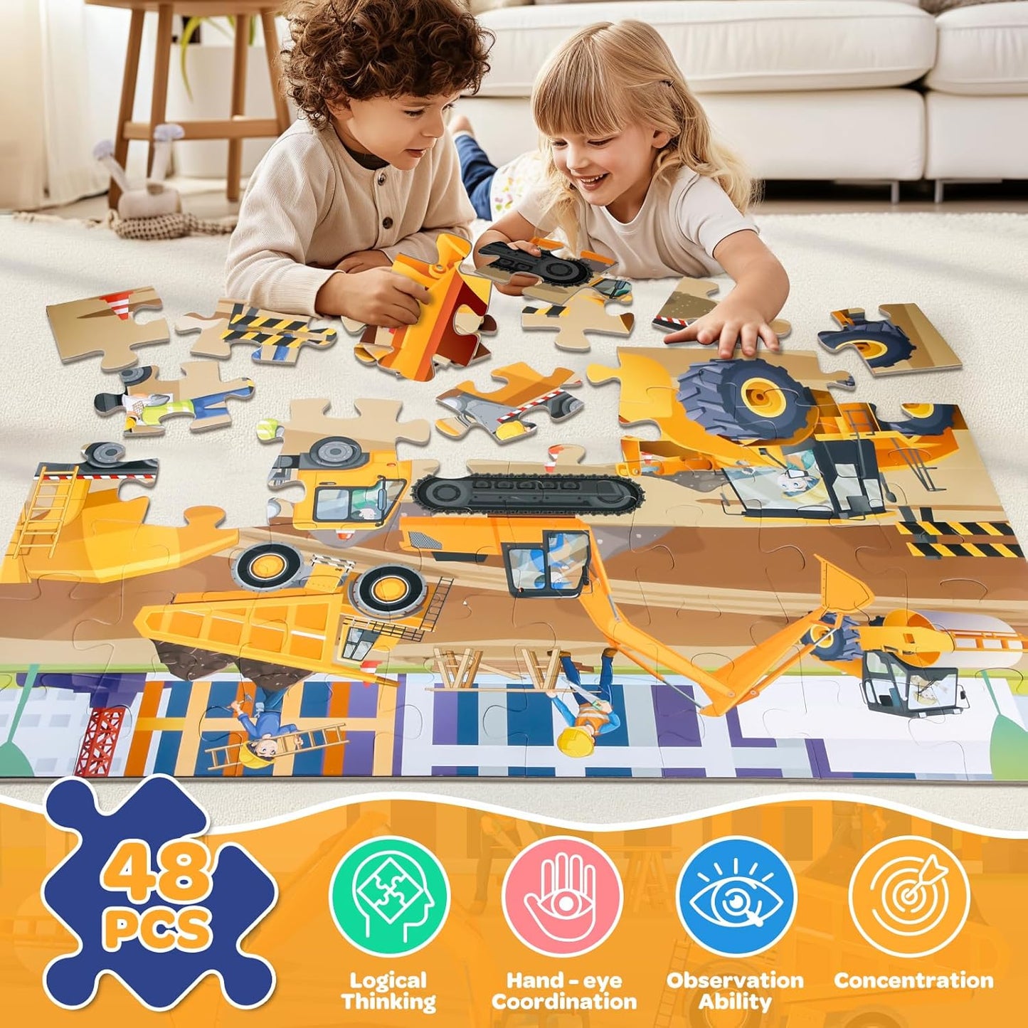 Jumbo Floor Puzzle for Kids, 48 Pieces Large Solar System Jigsaw Puzzles for Kids 3 4 5, Toddler Learning Preschool Educational Toys for 4-8, Birthday for Boys Girls