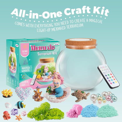 JOYEEMAX Unicorn Light-Up Terrarium Kit for Kids - LED Night Light Birthday Gift for Girls Ages 4 5 6 7 8-12 Year Old - Unicorn Toys for Girls - DIY Arts and Crafts Kit for Kids