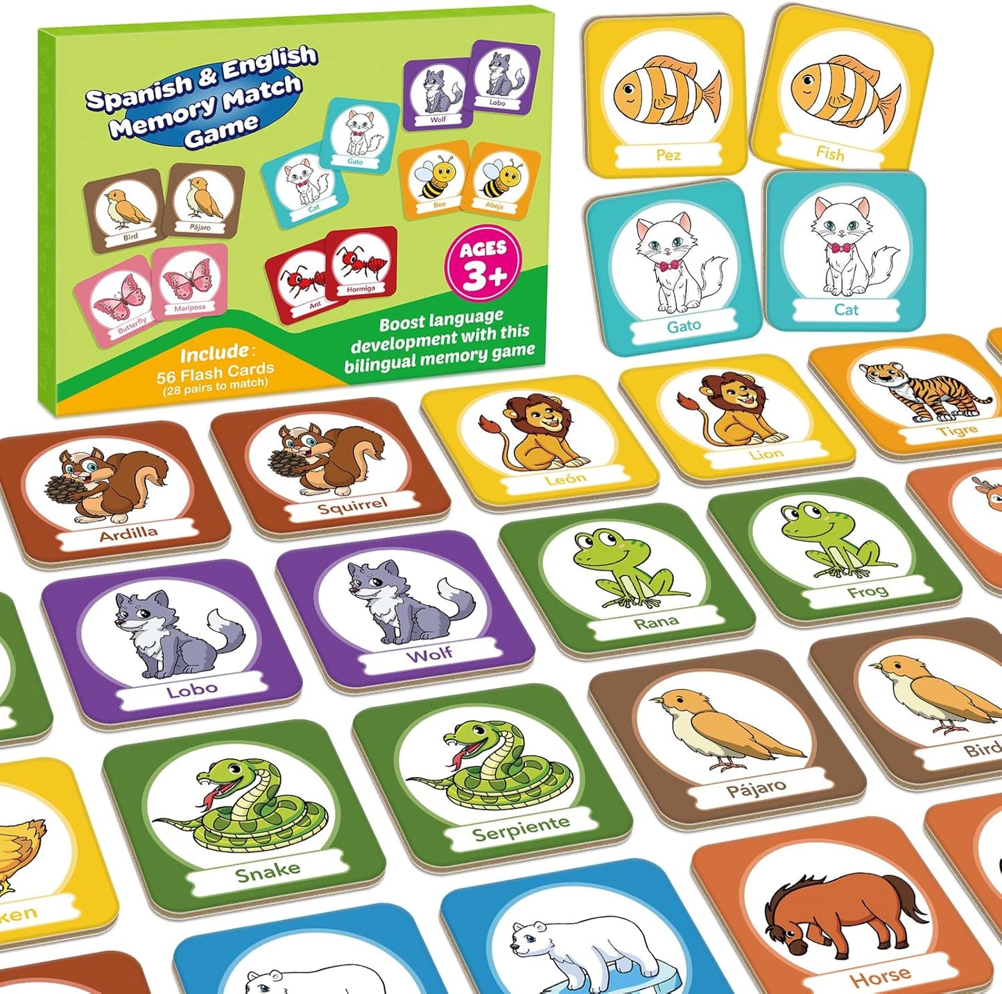 Edulok Memory Card Game, Toddler Match Game, Learn Spanish for Kids, Bilingual Flash Cards, Learning Toys for 4 Year Old, Preschool Learning Activities, Homeschool Supplies, Kindergarten Toys