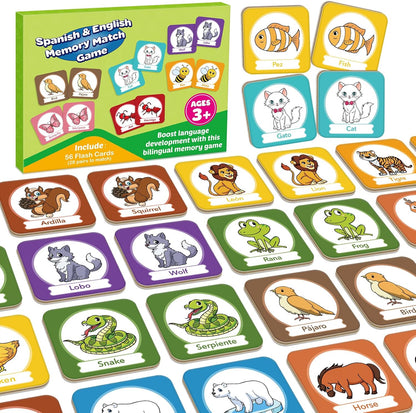 Edulok Memory Card Game, Toddler Match Game, Learn Spanish for Kids, Bilingual Flash Cards, Learning Toys for 4 Year Old, Preschool Learning Activities, Homeschool Supplies, Kindergarten Toys