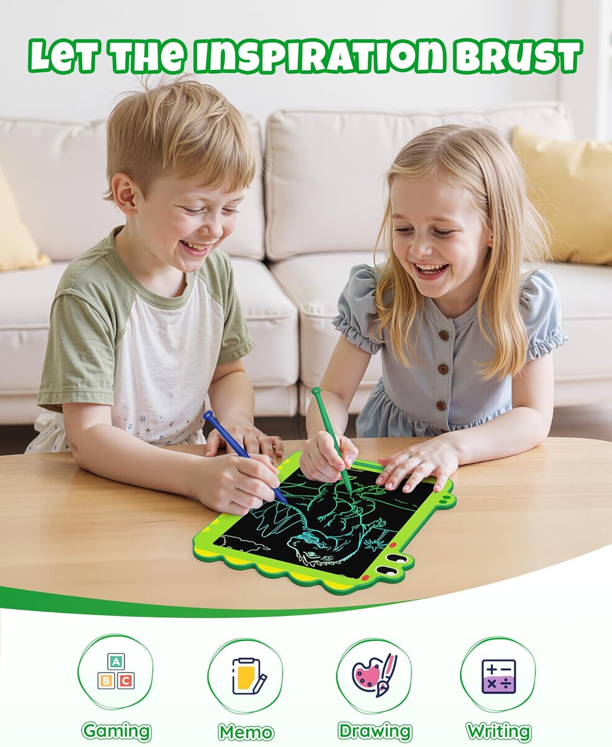 ORSEN 8.5 Inch Doodle Board Drawing Tablet - Dinosaur Toy Gift for Kids 3-7 Years Old