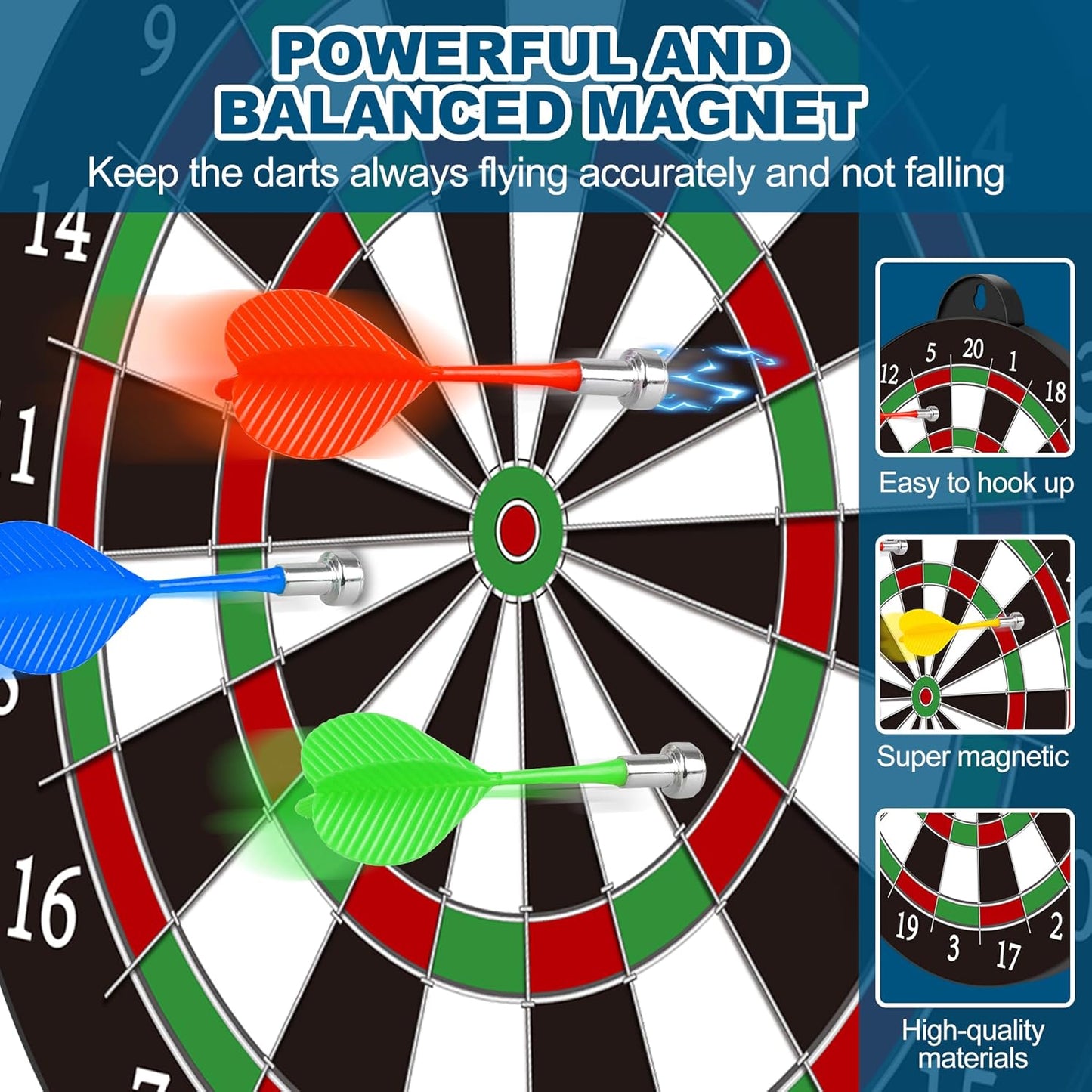 Dart Board - 12pcs Magnetic Darts - Excellent Indoor Game and Party Games - Gifts for 5 6 7 8 9 10 11 12 Year Old Boy Kids