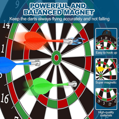 Dart Board - 12pcs Magnetic Darts - Excellent Indoor Game and Party Games - Gifts for 5 6 7 8 9 10 11 12 Year Old Boy Kids