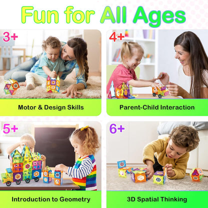 Contixo STEM Building Toys - 110 pcs Marble 3D Magnetic Run Tiles Learning Stacking Educational Building Blocks Set, Creativity Beyond Imagination, Inspirational, Recreational Toy for Kids