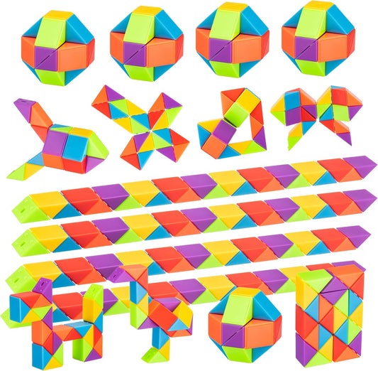 36pcs Boy Party Favors - Fidgets Snake Cube Puzzles Toy for Goodie Bags, Bulk Toys, Classroom Prizes Birthday Back to School Students Gift Stuffers Rainbow Party Toys for Boy